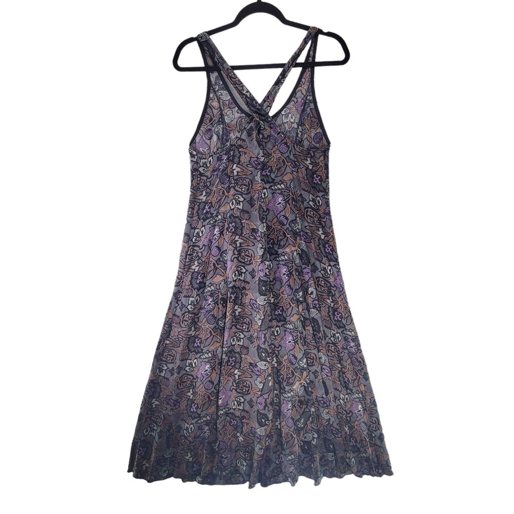 S Wilfred Aritzia Maxi Midi Dress Tank Sleeveless Rayon Floral Grey Black Purple - Picture 2 of 12